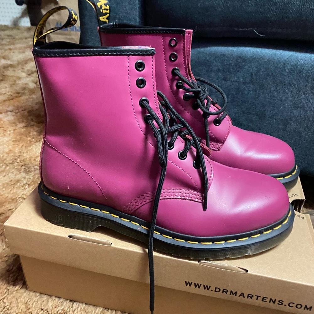 Dr. Martens Women's Fuchsia Combat Boots